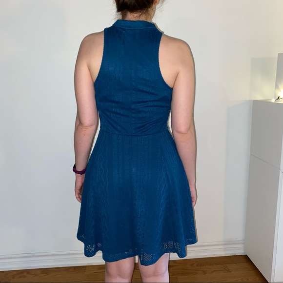 Turquoise Knit Skater Dress - Picture 2 of 3